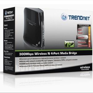 Trendnet TEW-640MB 300 Mbps Wireless N 4-Port Media Bridge (Piano Black)